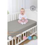 Vionel Home %100 Pamuk Penye, Lastikli Full Kenar Bebek Çarşafı, Organik Pamuk, Anne Yanı, Çocuk Beşik Çarşafı - 70 x 130 x 10 cm - Gri