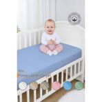 Vionel Home %100 Pamuk Penye, Lastikli Full Kenar Bebek Çarşafı, Organik Pamuk, Anne Yanı, Çocuk Beşik Çarşafı - 70 x 130 x 10 cm - Mavi