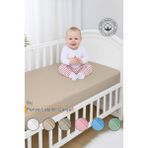 Vionel Home %100 Pamuk Penye, Lastikli Full Kenar Bebek Çarşafı, Organik Pamuk, Anne Yanı, Çocuk Beşik Çarşafı - Bej - 70 x 130 x 10 cm