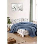 Vionel Home %100 Pamuklu Çift Kişilik Yatak Örtüsü Pike, Waffle Desen Ponponlu Indigo Pike