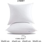 Vionel Home 2 Adet Premium Kare Kırlent Iç Yastık 1.kalite Elyaf Dolgulu Oyuncu Koltuk Yastığı, 45X45 - 45 x 45 cm - Beyaz