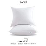 Vionel Home 2 Adet Premium Kare Kırlent İç Yastık, 1.kalite Elyaf Ve Silikon Dolgulu, 45x45, 43x43, 30x50, 50x50, Koltuk Yastığı Beyaz