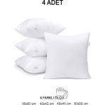 Vionel Home 4 Adet Premium Kare Kırlent Iç Yastık Elyaf Dolgulu Oyuncu Koltuk Yastığı, 30 x 50 - 30 x 50 cm - Bej