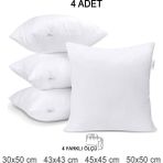 Vionel Home 4 Adet Premium Kare Kırlent Iç Yastık Elyaf Dolgulu Oyuncu Koltuk Yastığı, 45X45, 43X43 - 45 x 45 cm - Bej