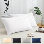 Vionel Home Pamuklu 2'li Kapaklı Yastık Kılıfı 50x70 cm - Yumuşak ve Nefes Alabilir - Düz Renk (Beyaz)