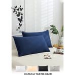Vionel Home Pamuklu 2'li Yastık Kılıfı 50X70 cm Düz Gece Mavisi - 50 x 70 cm
