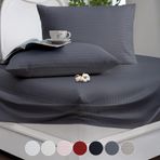 Vionel Home%100 Pamuk, Çizgili Saten Lastikli Çarşaf Seti | 82 Tel Sık Dokuma | Tek Kişilik | Çift Kişilik | Battal Boy (Antrasit, 180x200)
