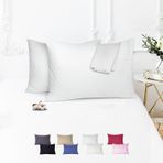 Vionel Home%100 Pamuk Çizgili Saten Yastık Kılıfı | 50 x 70 cm 2'li | Paket (Beyaz)