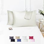 Vionel Home%100 Pamuk Çizgili Saten Yastık Kılıfı | 50 x 70 cm 2'li | Paket (Ekru)