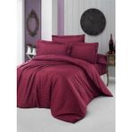 Vionetta Pamuk Saten Bordo Çizgili Otel Serisi Lastikli Çarşaflı Tek Kişilik Nevresim Takımı - 160 x 220 cm