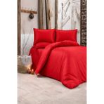 Vionetta Pamuk Saten Kırmızı Çizgili Otel Serisi Lastikli Çarşaflı Çift Kişilik Nevresim Takımı - 200 x 225 cm