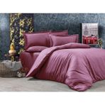 Vionetta Pamuk Saten Mürdüm Çizgili Otel Serisi Lastikli Çarşaflı Çift Kişilik Nevresim Takımı - 200 x 220 cm