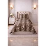 Vionetta Pamuklu Leopar Lastikli Çarşaflı 2 Yastıklı Tek Kişilik Nevresim Takımı - Kahve - 160 x 220 cm