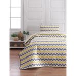 Vionka Home Tek Kişilik Kapitone Yatak Örtüsü Seti - Sarı - Gri - 160 x 225 cm