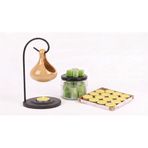 Vios Store Modern Seramik Buhurdanlık Seti - 16'lı Tealight Mum ve Değiştirilebilir Aroma Wax Hediye (AÇIK KAHVE)