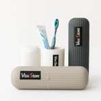 Vios Store Taşınabilir Diş Fırçası Kutusu | Bardaklı Seyahat Tipi Hijyenik Saklama Kabı | Sert Plastik, Kompakt, Diş Macunu & Fırça Taşıma Organizer (antrasit)