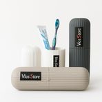 Vios Store Taşınabilir Diş Fırçası Kutusu | Bardaklı Seyahat Tipi Hijyenik Saklama Kabı | Sert Plastik, Kompakt, Diş Macunu & Fırça Taşıma Organizer (beyaz)