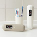Vios Store Taşınabilir Diş Fırçası Kutusu | Bardaklı Seyahat Tipi Hijyenik Saklama Kabı | Sert Plastik, Kompakt, Diş Macunu & Fırça Taşıma Organizer (siyah)