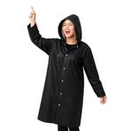 Vios Store Unisex Su Geçirmez Kapüşonlu Yağmurluk, Hafif ve Katlanabilir Yağmur Pançosu, Rüzgar Geçirmez Seyahat & Kamp Ceketi (Siyah)