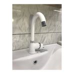 Viosa Beyaz Kısa Lavabo Bataryası Delta Banyo Sıcak Soğuk Su Girişli Musluk