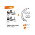 Viosa Çubuk Kollu Klozet Flex Bağlantı Takımı 2 Adet 50 Cm Flex Hortum 2 Adet Klozet Taharet Musluğu Ayna Dahil Krom