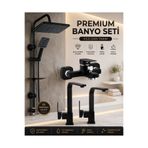 Viosa Mat Siyah Kare Model Lavabo Banyo Mutfak Bataryası Musluk Robot Duş Seti Komple Set