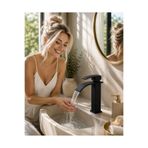 Viosa Mat Siyah Lavabo Bataryası – Şelale Akışlı Modern Banyo Musluğu | Tek Kollu Sabit Lavabo
