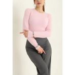 Vıoshıne Kadın Bisiklet Yaka Sakallı Triko Kazak - Standart - Pembe