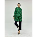 Vıoshıne Kadın Leopar Desenli Oversize Saten Gömlek