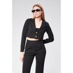 VıoShıne Kadın Scuba Kumaş Crop Ceket