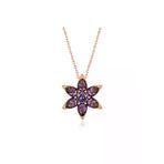 viouge T5160 925 Ayar Gümüş Rose Mor Çiçek Kolye
