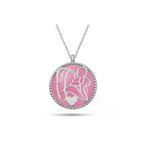 viouge T9157 Gümüş Pembe Taşlı Anne Çocuk Sevgisi Kolye