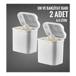 Vip Ahmet 2 Li Un ve Bakliyat Kabı 4,5 Litre Beyaz (Masal Saklama Kabı Beyaz) - Gri