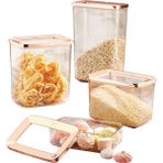 Vip Ahmet Dikdörtgen Saklama Kabı Bakır 4'Lü 2900 Ml + 2200ml + 1400ml + 600ml - Pembe