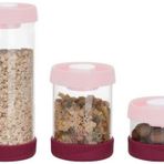 Vip Ahmet Yuvarlak Vakumlu Cam Saklama Kabi, 3'Lü Set Pembe (450 Ml+840 Ml+1500 Ml)