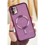 Vip Case Apple iPhone 11 Kamera Korumalı Parlak Simli Magsafe Destekli Modern Shimmer Kılıf - Mor