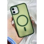 Vip Case Apple iPhone 11 -Yükseltilmiş Kamera Korumalı Buzlu Sararmaz Kablosuz Magsafe Özellikli Vio Kılıf - Koyu Yeşil