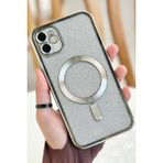 Vip Case Apple iPhone 12 Kamera Korumalı Parlak Simli Magsafe Destekli Modern Shimmer Kılıf - Gümüş