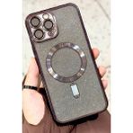 Vip Case Apple iPhone 12 Pro Max Kamera Korumalı Parlak Simli Magsafe Destekli Modern Shimmer Kılıf - Siyah