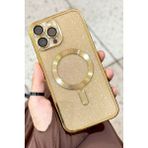 Vip Case Apple iPhone 13 Pro Max Kamera Korumalı Parlak Simli Magsafe Destekli Modern Shimmer Kılıf - Gold