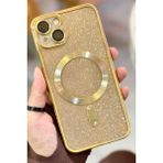 Vip Case Apple iPhone 15 Kamera Korumalı Parlak Simli Magsafe Destekli Modern Shimmer Kılıf - Gold