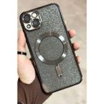 Vip Case Apple iPhone 15 Kamera Korumalı Parlak Simli Magsafe Destekli Modern Shimmer Kılıf - Siyah