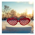 Vıp Christmas Party Glasses Kalpli Kırmızı Parti Gözlüğü Panjur Gözlük Kırmızı Yılbaşı Parti Gözlüğü