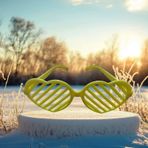 Vıp Christmas Party Glasses Kalpli Sarı Parti Gözlüğü Sarı Panjur Gözlük Sarı Yılbaşı Parti Gözlüğü