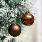 Vıp Deluxe 12 Adet 5 Cm Mat Parlak Bakır Top Süsler Yılbaşı Ağacı Süsleri Noel Ağacı Süsleri Vitrin