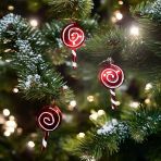 Vıp Deluxe 3 Adet Şeker Çubuk Yılbaşı Ağaçı Süsü 10 Cm Parlak Simli Kırmızı Noel Yılbaşı Süsleri Vitrin