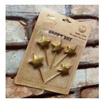 VIP GOLD STAR HAPPY BIRTHDAY CANDLE 5 ADET METALİK GOLD YILDIZLI PASTA MUMU YILDIZ DOĞUM GÜNÜ MUMU