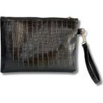 Vip Home Concept Kadın Siyah Kroko Desenli El Askılı Portföy Clutch Çanta Vip Home Bags