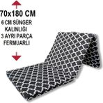 Vip Home Concept Katlanır Yer Yatağı ve Tek Kişilik Sünger Katlanır Minder Yatak 70X180 cm 6 cm Büyük Karaçatı - Dikdörtgen
