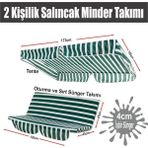 Vip Home Concept Salıncak Minder Takımı(Süngerli)2 Kişilik Salıncak Minder Tente-Yeşil Beyaz